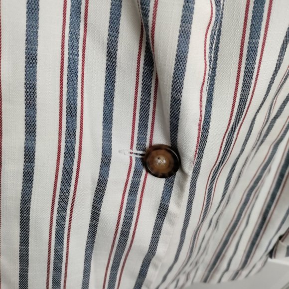 NWOT FOREVER 21 WOMEN'S PLUS SIZE BLAZER WHITE WITH BLUE & RED STRIPES 3X - Picture 4 of 7